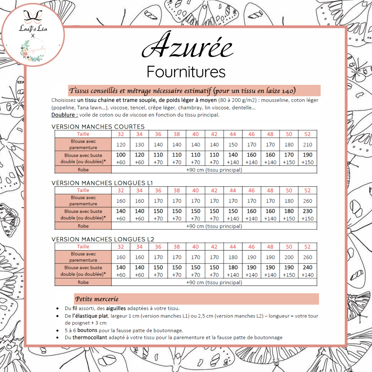 Blouse / Robe Azurée Femme 32-52 (Patron de couture)