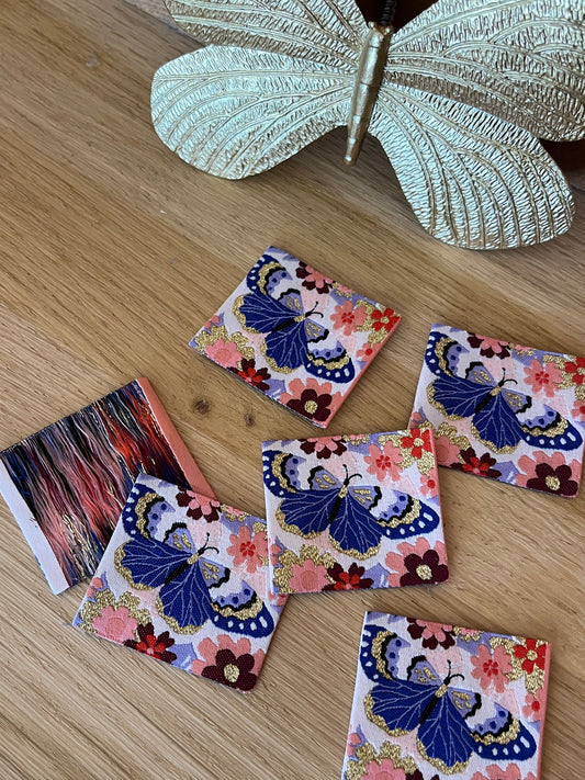 Étiquettes tissées "Papillon bleu"