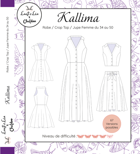 Robe / Jupe / Crop-Top Kallima Femme 34-50 (Patron de couture)