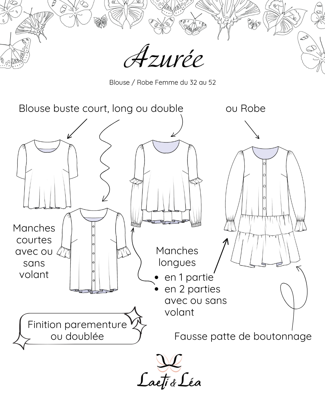 Blouse / Robe Azurée Femme 32-52 (Patron de couture)