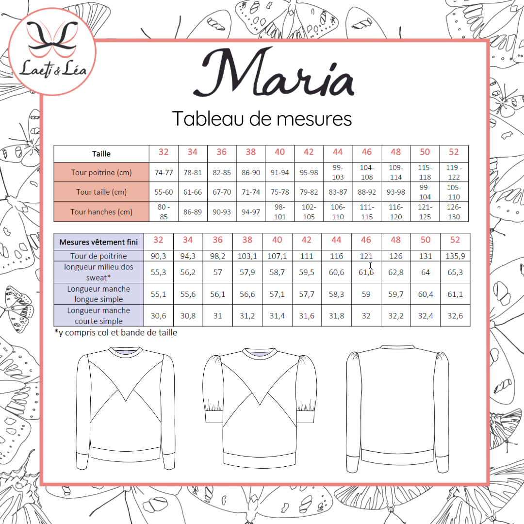 Sweat Maria Femme 32-52 (Patron de couture)