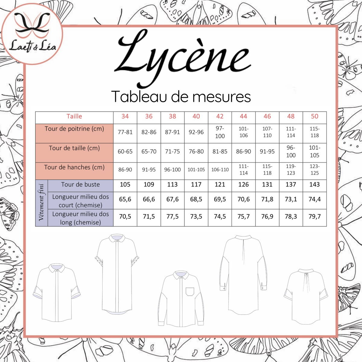 Chemisier Lycène Femme 34-50 (Patron de couture)