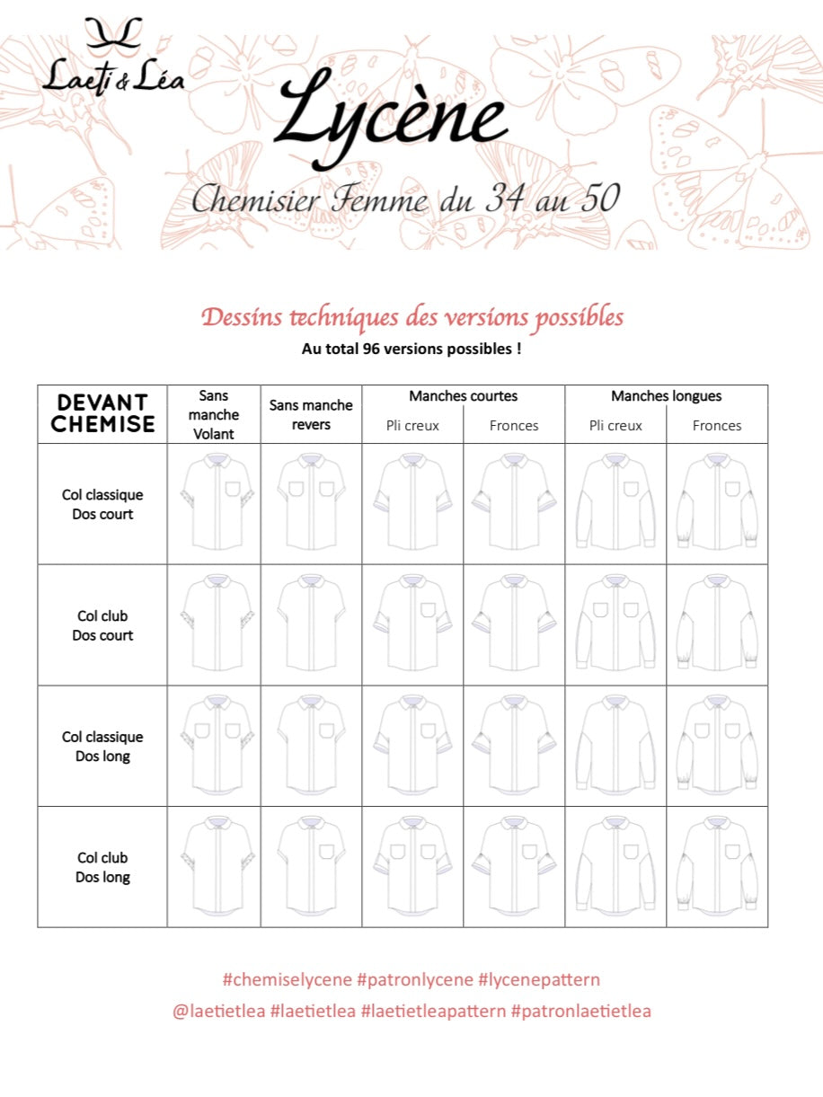Chemisier Lycène Femme 34-50 (Patron de couture)