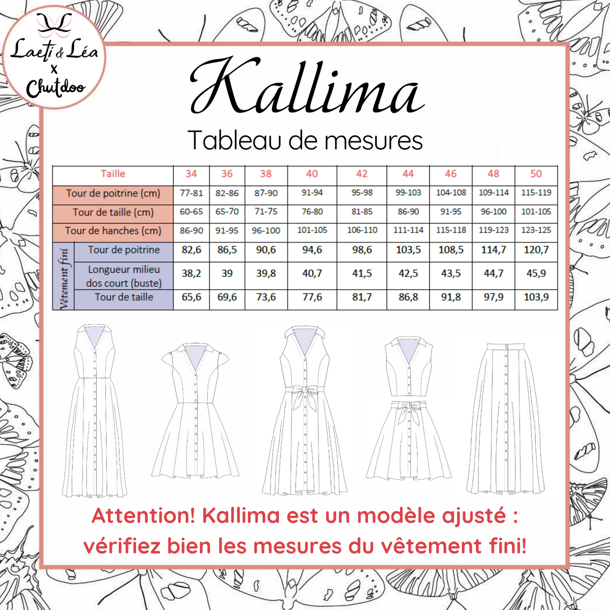 Robe / Jupe / Crop-Top Kallima Femme 34-50 (Patron de couture)
