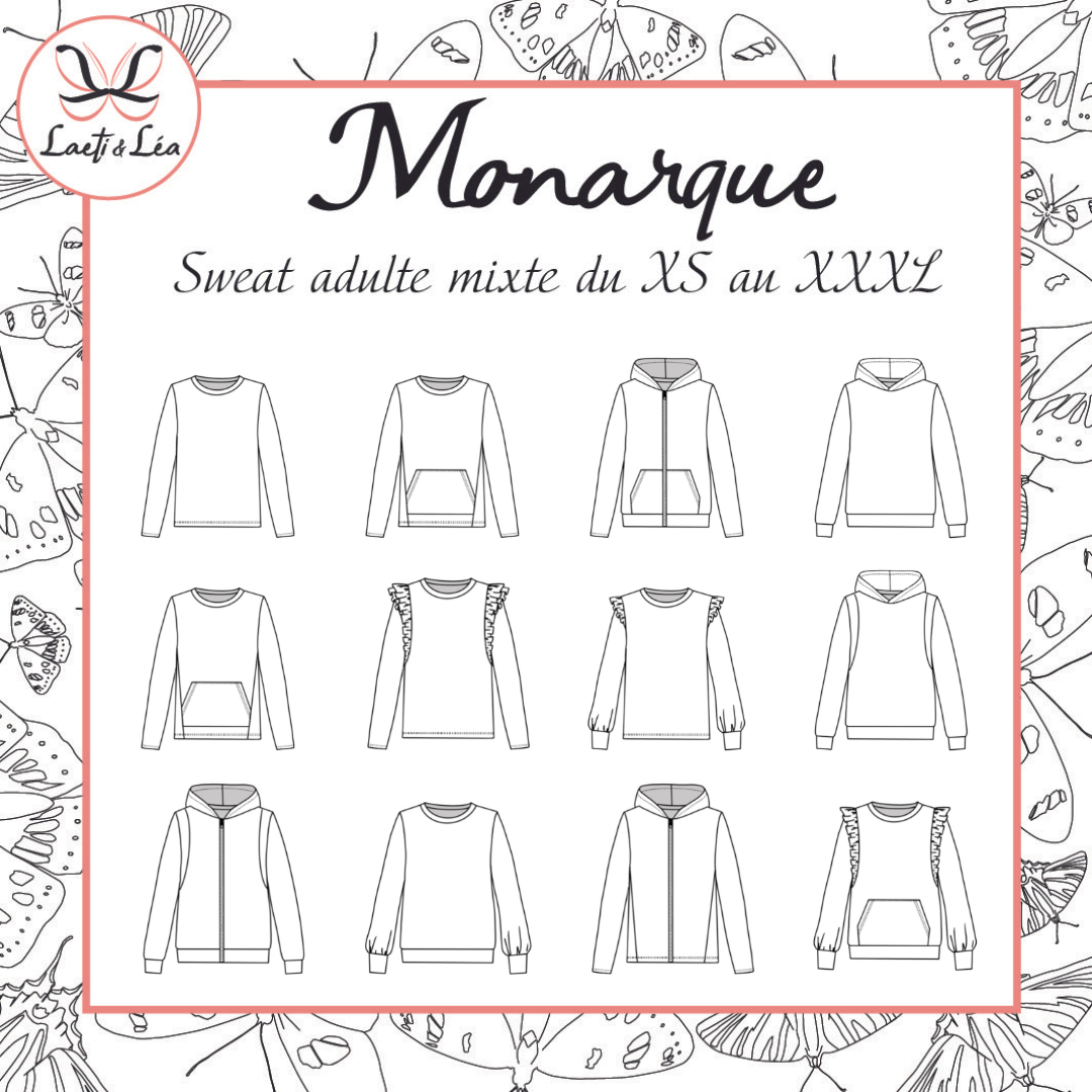 Sweat Monarque Adulte Mixte XS-XXXL (Patron de couture)